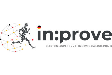 Das Bild zeigt das Logo des BISp-geförderten Forschungsprojekts "In:prove". Darauf ist eine laufende Person zu sehen. Daneben steht  "In:prove" und darunter  "Leistungsreserve Individualisierung".